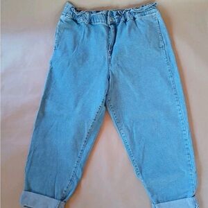 FOREVER 21 High Waist Light Wash Paperbag Mom Tapered Jeans Size 2XL